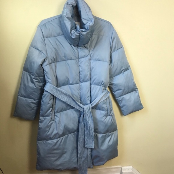 Avec Les Filles Down Puffer Coat Zip Belt Parka Oversized Shawl Hood Collar Lg - Picture 6 of 9